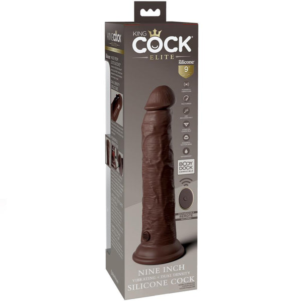 Pipedream Products King Cock Elite 9" Vibrating Silicone Dual Density Rechargeable Cock with Remote - Extreme Toyz Singapore - https://extremetoyz.com.sg - Sex Toys and Lingerie Online Store