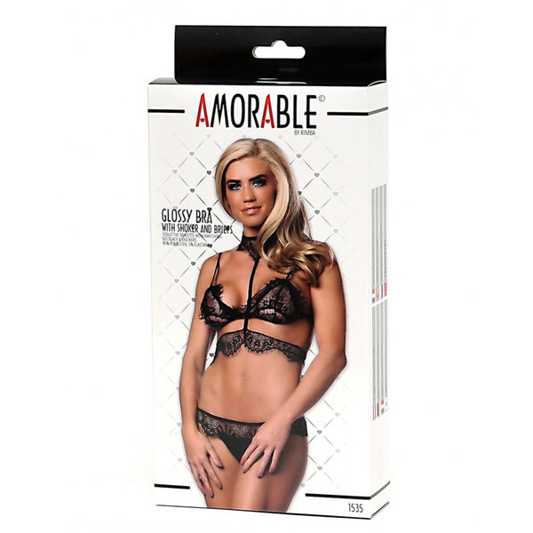 Amorable by Rimba Bra with Matching Slip and Choker (2 Sizes Available) - Extreme Toyz Singapore - https://extremetoyz.com.sg - Sex Toys and Lingerie Online Store