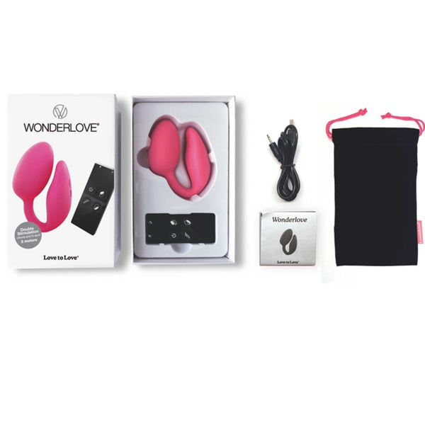 LOVE TO LOVE Wonderlove Clitoral & G-Spot Remote Control Rechargeable Stimulator - Danger Pink - Extreme Toyz Singapore - https://extremetoyz.com.sg - Sex Toys and Lingerie Online Store