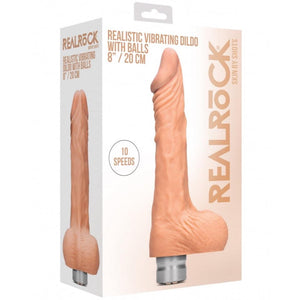 Shots America RealRock 8" Realistic Vibrating Dildo With Balls - Light - Extreme Toyz Singapore - https://extremetoyz.com.sg - Sex Toys and Lingerie Online Store