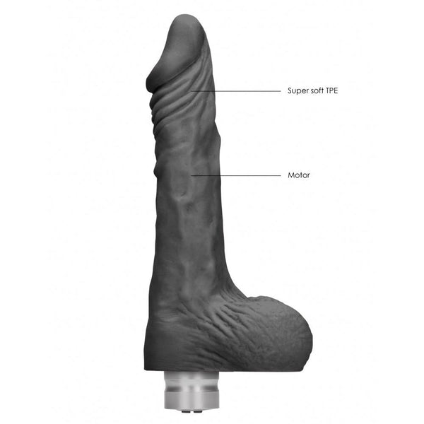 Shots America RealRock 9" Realistic Vibrating Dildo With Balls - Black - Extreme Toyz Singapore - https://extremetoyz.com.sg - Sex Toys and Lingerie Online Store
