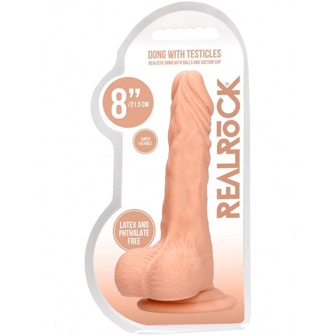 Shots America RealRock 8" Dong with Testicles - Light - Extreme Toyz Singapore - https://extremetoyz.com.sg - Sex Toys and Lingerie Online Store