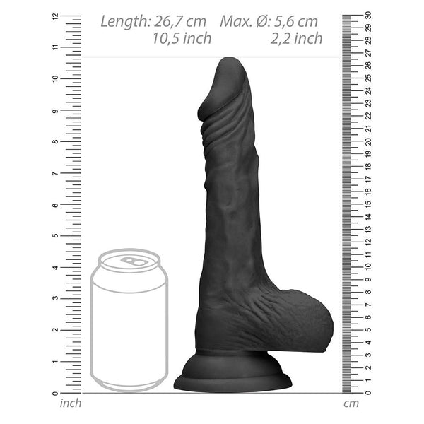 Shots America RealRock 10" Dong with Testicles - Black -  Extreme Toyz Singapore - https://extremetoyz.com.sg - Sex Toys and Lingerie Online Store