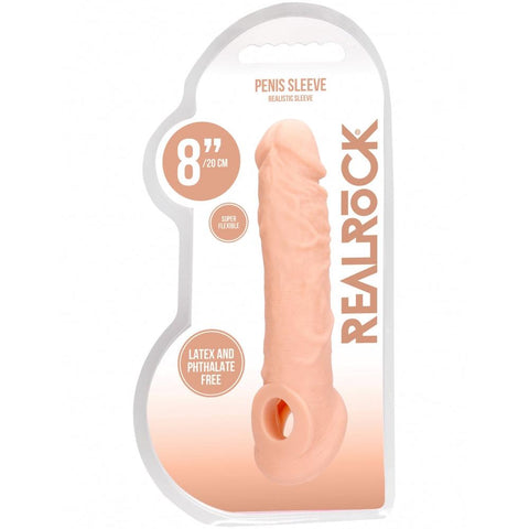 Shots America RealRock 8" Penis Sleeve with Ring - Extreme Toyz Singapore - https://extremetoyz.com.sg - Sex Toys and Lingerie Online Store