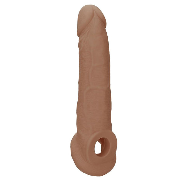 Shots America RealRock 9" Penis Sleeve with Ring - Tan - Extreme Toyz Singapore - https://extremetoyz.com.sg - Sex Toys and Lingerie Online Store