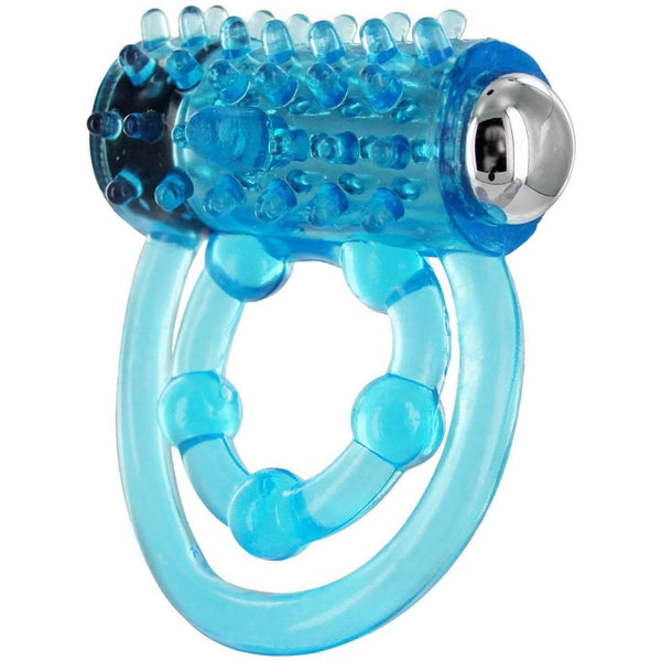 Vibrating Double Cock Ring - Blue