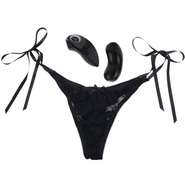 CalExotics 10-Function Little Black Thong with Ties - Extreme Toyz Singapore - https://extremetoyz.com.sg - Sex Toys and Lingerie Online Store