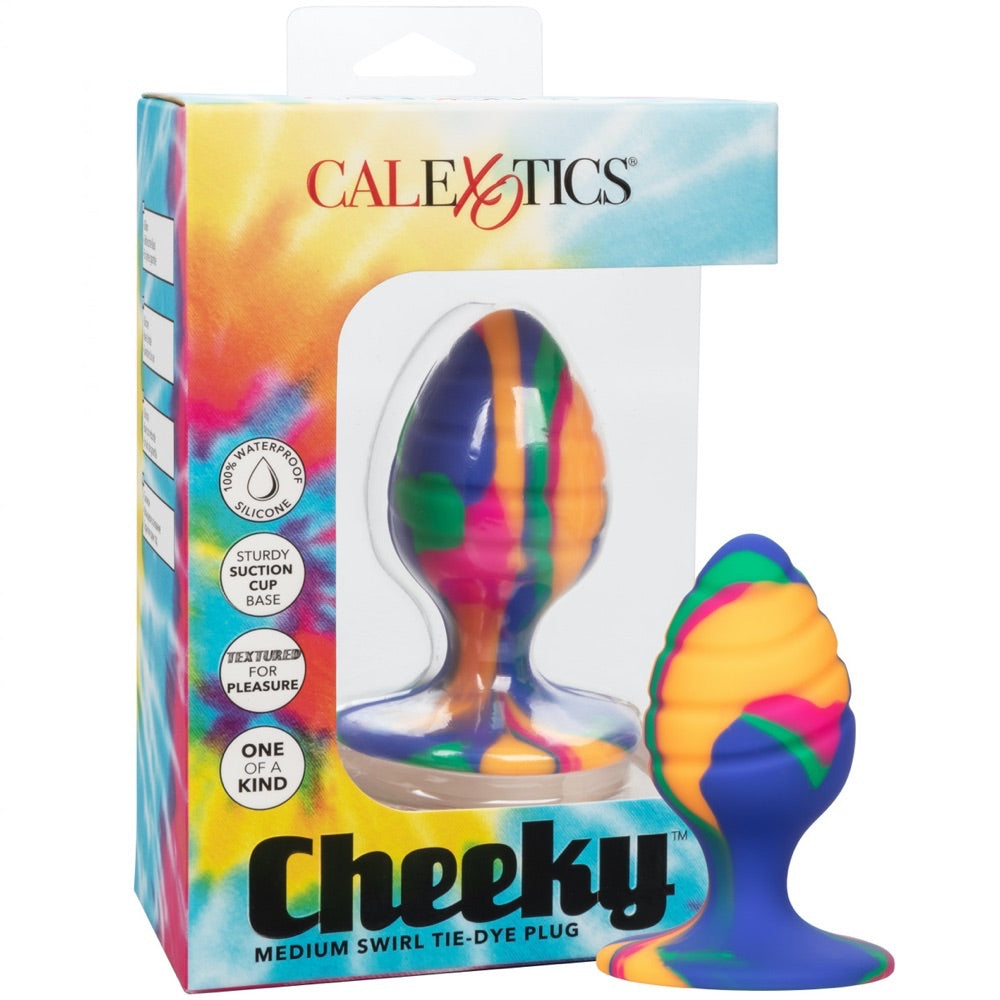 CalExotics Cheeky Medium Swirl Tie-Dye Silicone Anal Plug - Extreme Toyz Singapore - https://extremetoyz.com.sg - Sex Toys and Lingerie Online Store