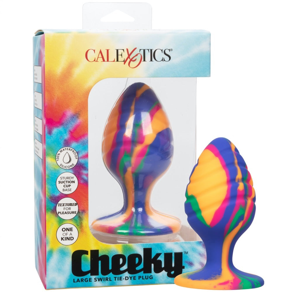 CalExotics Cheeky Large Swirl Tie-Dye Silicone Anal Plug - Extreme Toyz Singapore - https://extremetoyz.com.sg - Sex Toys and Lingerie Online Store