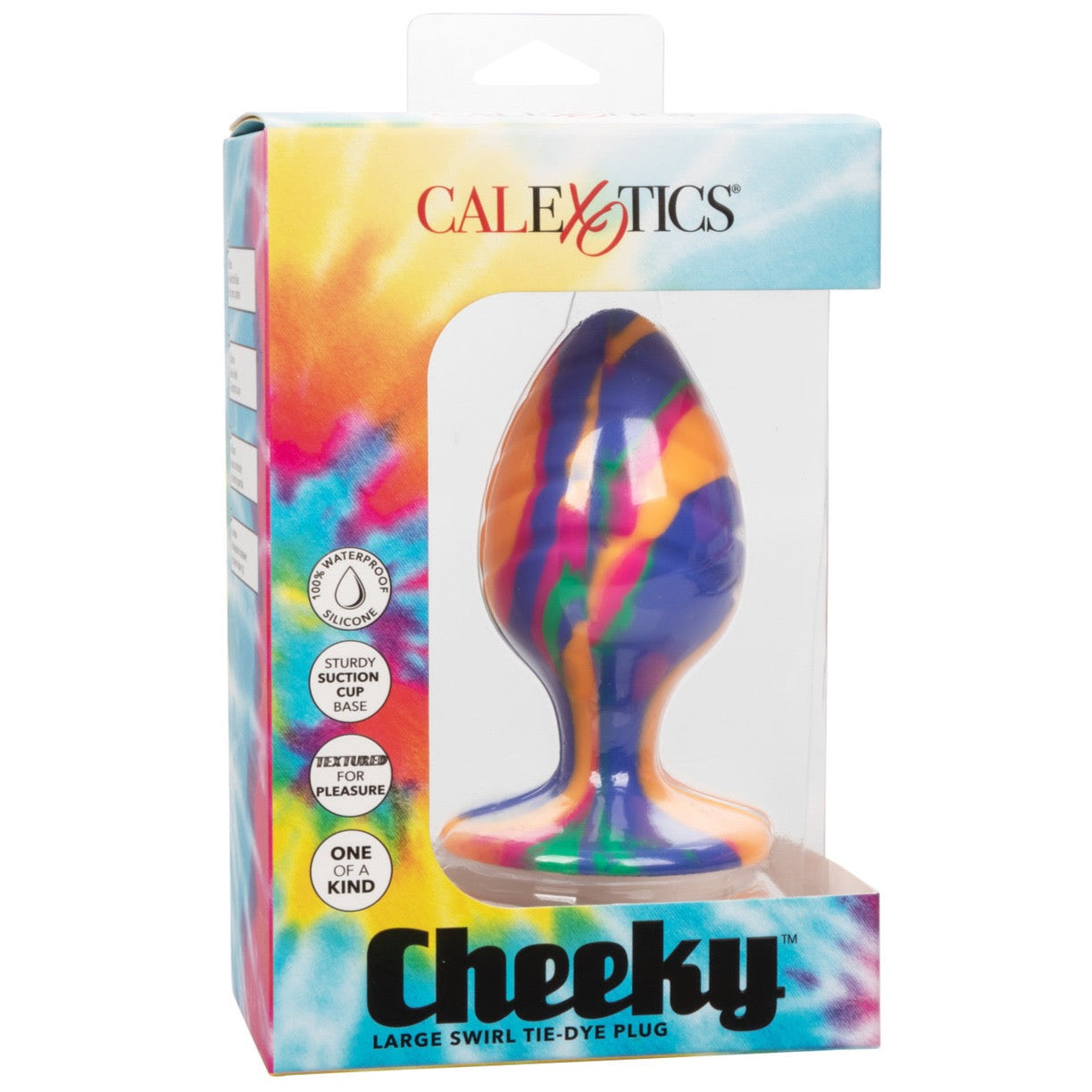 CalExotics Cheeky Large Swirl Tie-Dye Silicone Anal Plug - Extreme Toyz Singapore - https://extremetoyz.com.sg - Sex Toys and Lingerie Online Store