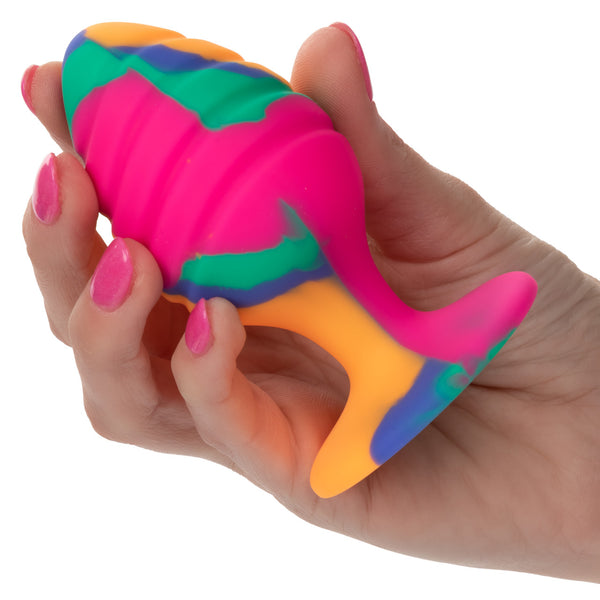 CalExotics Cheeky Large Swirl Tie-Dye Silicone Anal Plug - Extreme Toyz Singapore - https://extremetoyz.com.sg - Sex Toys and Lingerie Online Store