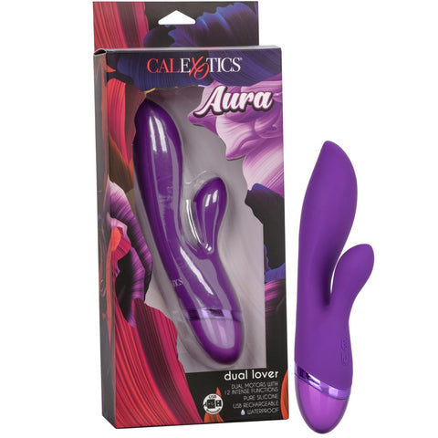 CalExotics Aura Dual Lover Rechargeable Rabbit Vibrator - Extreme Toyz Singapore - https://extremetoyz.com.sg - Sex Toys and Lingerie Online Store - Bondage Gear / Vibrators / Electrosex Toys / Wireless Remote Control Vibes / Sexy Lingerie and Role Play / BDSM / Dungeon Furnitures / Dildos and Strap Ons  / Anal and Prostate Massagers / Anal Douche and Cleaning Aide / Delay Sprays and Gels / Lubricants and more...