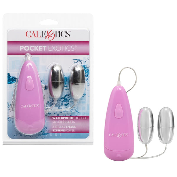 CalExotics Pocket Exotics Waterproof Double Silver Bullets - Extreme Toyz Singapore - https://extremetoyz.com.sg - Sex Toys and Lingerie Online Store - Bondage Gear / Vibrators / Electrosex Toys / Wireless Remote Control Vibes / Sexy Lingerie and Role Play / BDSM / Dungeon Furnitures / Dildos and Strap Ons  / Anal and Prostate Massagers / Anal Douche and Cleaning Aide / Delay Sprays and Gels / Lubricants and more...