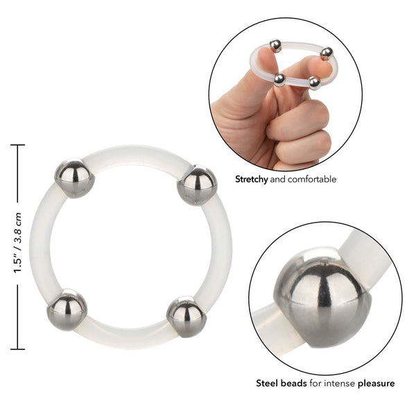 CalExotics Steel Beaded Silicone Ring - Large - Extreme Toyz Singapore - https://extremetoyz.com.sg - Sex Toys and Lingerie Online Store