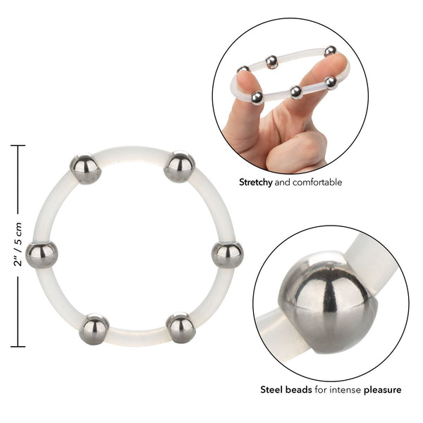 CalExotics Steel Beaded Silicone Ring - Extra Large - Extreme Toyz Singapore - https://extremetoyz.com.sg - Sex Toys and Lingerie Online Store