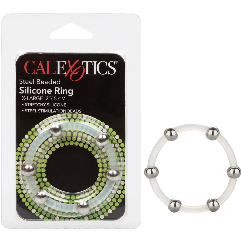 CalExotics Steel Beaded Silicone Ring - Extra Large - Extreme Toyz Singapore - https://extremetoyz.com.sg - Sex Toys and Lingerie Online Store