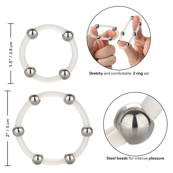 CalExotics Steel Beaded Silicone Ring Set - Extreme Toyz Singapore - https://extremetoyz.com.sg - Sex Toys and Lingerie Online Store