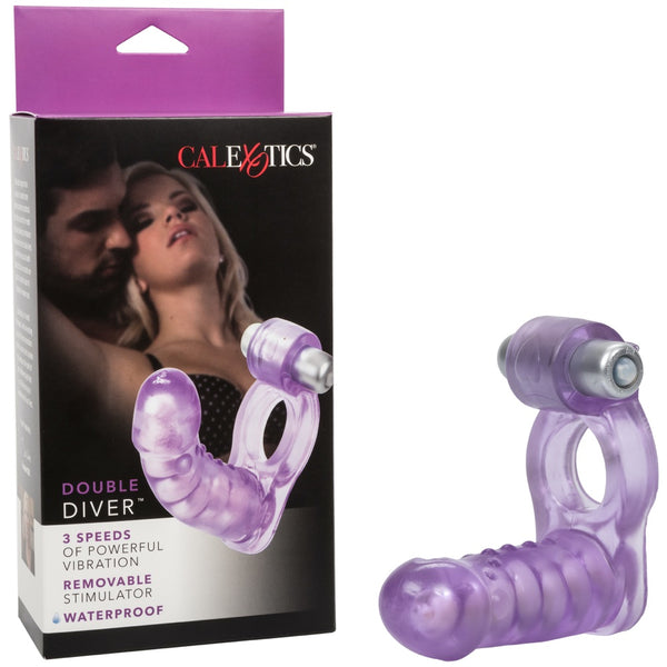 CalExotics Double Diver Duo Penetrator Vibrating Cock Ring - Extreme Toyz Singapore - https://extremetoyz.com.sg - Sex Toys and Lingerie Online Store