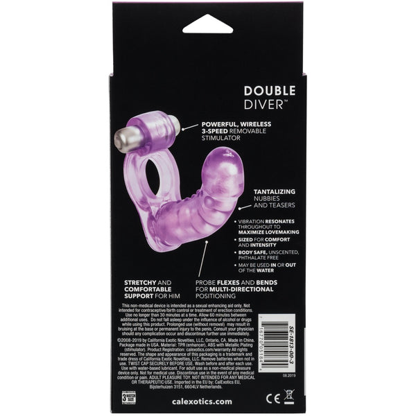 CalExotics Double Diver Duo Penetrator Vibrating Cock Ring - Extreme Toyz Singapore - https://extremetoyz.com.sg - Sex Toys and Lingerie Online Store