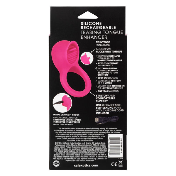 CalExotics Rechargeable Teasing Tongue Enhancer Cock Ring - Extreme Toyz Singapore - https://extremetoyz.com.sg - Sex Toys and Lingerie Online Store - Bondage Gear / Vibrators / Electrosex Toys / Wireless Remote Control Vibes / Sexy Lingerie and Role Play / BDSM / Dungeon Furnitures / Dildos and Strap Ons  / Anal and Prostate Massagers / Anal Douche and Cleaning Aide / Delay Sprays and Gels / Lubricants and more...