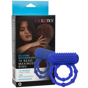 CalExotics Silicone Rechargeable 10 Bead Maximus Cock Ring - Extreme Toyz Singapore - https://extremetoyz.com.sg - Sex Toys and Lingerie Online Store