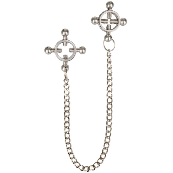 CalExotics Nipple Grips 4-Point Nipple Press with Chain (Stainless Steel) -  Extreme Toyz Singapore - https://extremetoyz.com.sg - Sex Toys and Lingerie Online Store