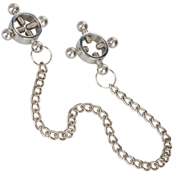 CalExotics Nipple Grips 4-Point Nipple Press with Chain (Stainless Steel) -  Extreme Toyz Singapore - https://extremetoyz.com.sg - Sex Toys and Lingerie Online Store