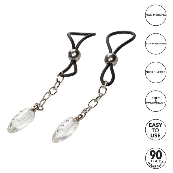 CalExotics Nipple Play Non-Piercing Nipple Jewelry Crystal Teardrop - Extreme Toyz Singapore - https://extremetoyz.com.sg - Sex Toys and Lingerie Online Store