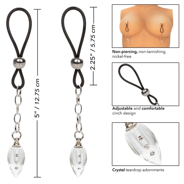 CalExotics Nipple Play Non-Piercing Nipple Jewelry Crystal Teardrop - Extreme Toyz Singapore - https://extremetoyz.com.sg - Sex Toys and Lingerie Online Store
