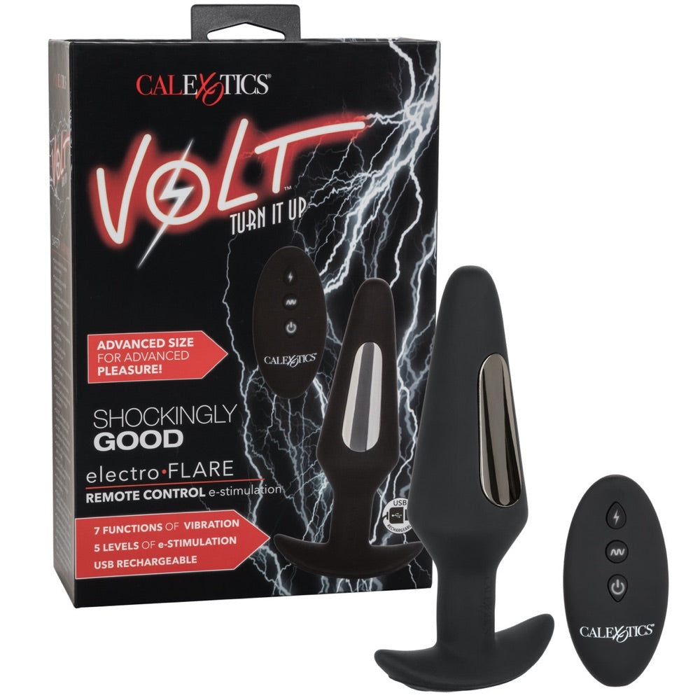 CalExotics Volt Electro-Flare Remote Rechargeable Vibrating Electrosex Anal Plug - Extreme Toyz Singapore - https://extremetoyz.com.sg - Sex Toys and Lingerie Online Store