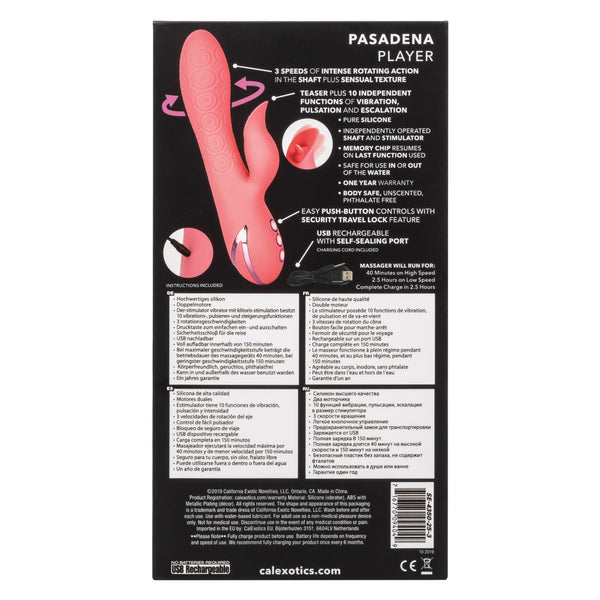 CalExotics California Dreaming Pasadena Player Rechargeable Rabbit Vibrator - Extreme Toyz Singapore - https://extremetoyz.com.sg - Sex Toys and Lingerie Online Store