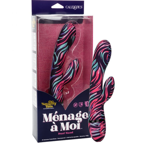 CalExotics Naughty Bits Menage à Moi Dual Wand USB Rechargeable Rabbit Vibrator - Extreme Toyz Singapore - https://extremetoyz.com.sg - Sex Toys and Lingerie Online Store