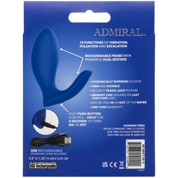 CalExotics Admiral 10 Functions Rechargeable Vibrating Prostate Rimming Probe - Extreme Toyz Singapore - https://extremetoyz.com.sg - Sex Toys and Lingerie Online Store