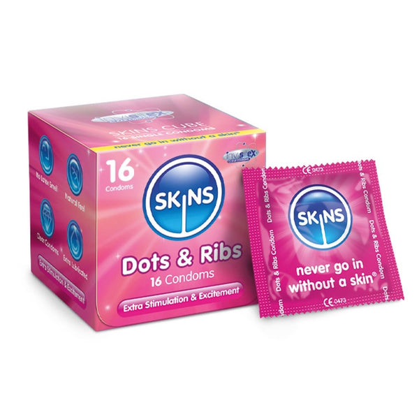 Skins Dots & Ribs Condoms - 16 Pack - Extreme Toyz Singapore - https://extremetoyz.com.sg - Sex Toys and Lingerie Online Store