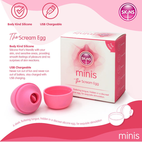 Skins Minis The Scream Egg Rechargeable Fluttering Tongue Vibrator - Extreme Toyz Singapore - https://extremetoyz.com.sg - Sex Toys and Lingerie Online Store