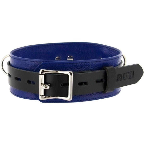 Strict Leather Blue and Black Deluxe Locking Collar Extreme Toyz Singapore
