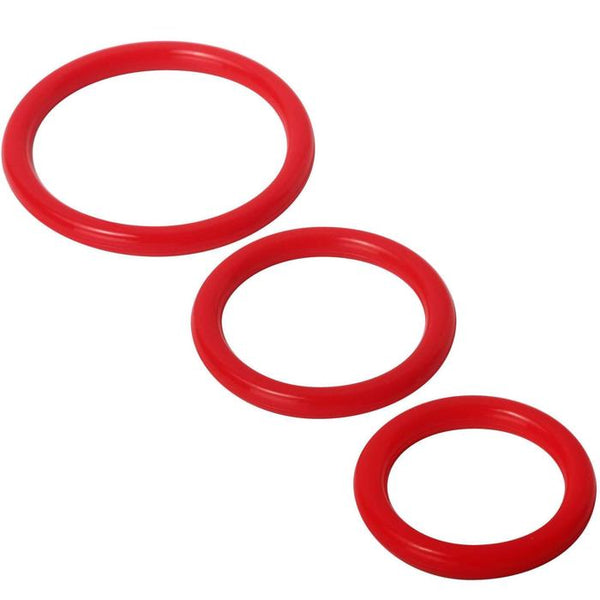 Silicone Cock Rings Set - Red