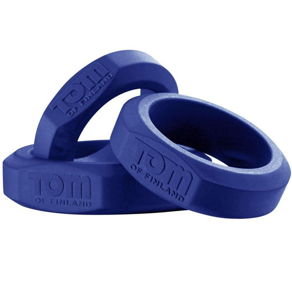3 Piece Silicone Cock Ring Set - Blue