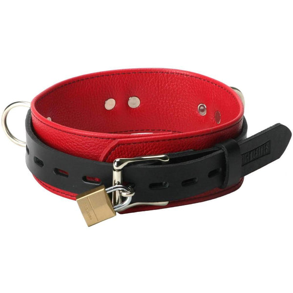 Strict Leather Deluxe Red and Black Locking Collar Extreme Toyz Singapore