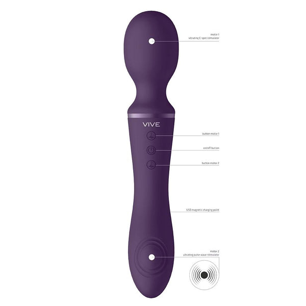 Shots America VIVE Enora Double Ended Pulse Wave Rechargeable Wand Vibrator - Extreme Toyz Singapore - https://extremetoyz.com.sg - Sex Toys and Lingerie Online Store