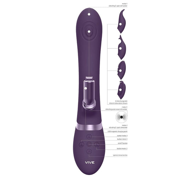 Shots America VIVE Etsu Pulse Wave G-Spot Rabbit & Clitoral Rechareable Stimulator with 4 Attachments - Extreme Toyz Singapore - https://extremetoyz.com.sg - Sex Toys and Lingerie Online Store