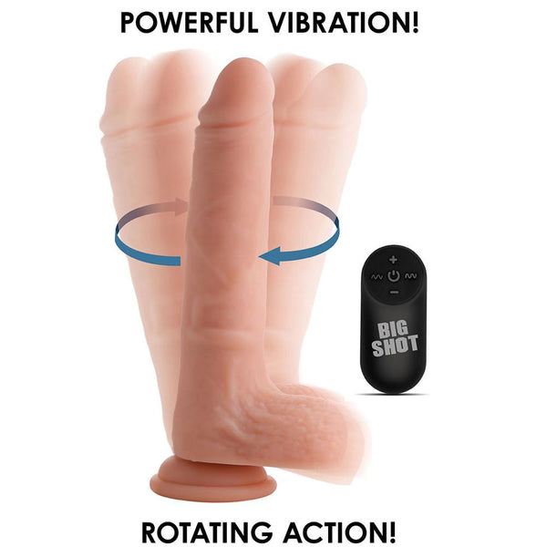 Curve Novelties Big Shot Vibrating and Rotating Remote Control Silicone Dildo with Balls - Extreme Toyz Singapore - https://extremetoyz.com.sg - Sex Toys and Lingerie Online Store