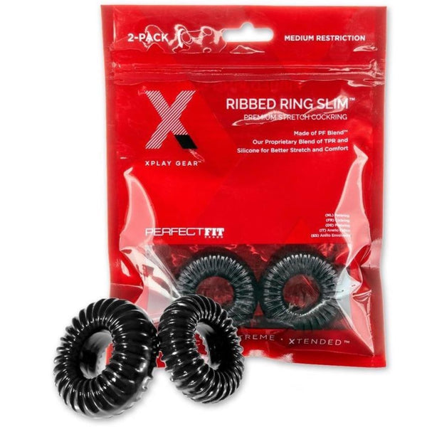 Perfect Fit The XPLAY Premium Stretch Ribbed Ring Slim - Extreme Toyz Singapore - https://extremetoyz.com.sg - Sex Toys and Lingerie Online Store