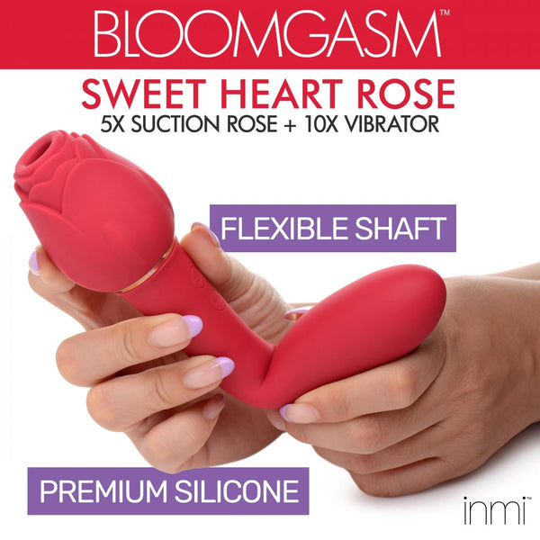 Inmi Bloomgasm Sweet Heart Rose Rechargeable Clit Suction Vibrator - Extreme Toyz Singapore - https://extremetoyz.com.sg - Sex Toys and Lingerie Online Store