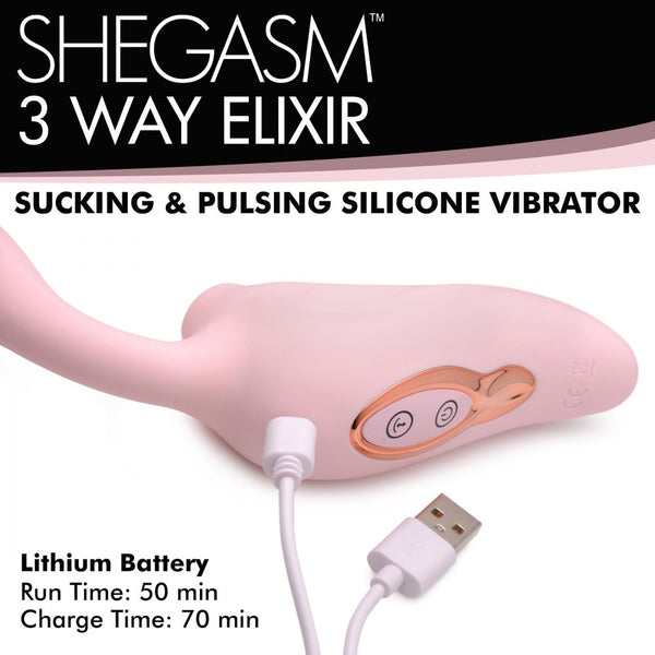 Inmi 3 Way Elixir Sucking and Pulsing Rechargeable Vibrator - Extreme Toyz Singapore - https://extremetoyz.com.sg - Sex Toys and Lingerie Online Store