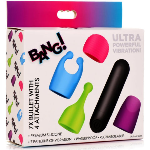 Bang! 7X Rechargeable Bullet with 4 Attachments - Extreme Toyz Singapore - https://extremetoyz.com.sg - Sex Toys and Lingerie Online Store