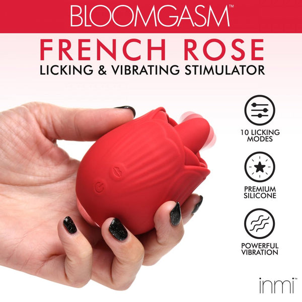 Inmi 10X French Rose Licking and Vibrating Rechargeable  Stimulator - Extreme Toyz Singapore - https://extremetoyz.com.sg - Sex Toys and Lingerie Online Store