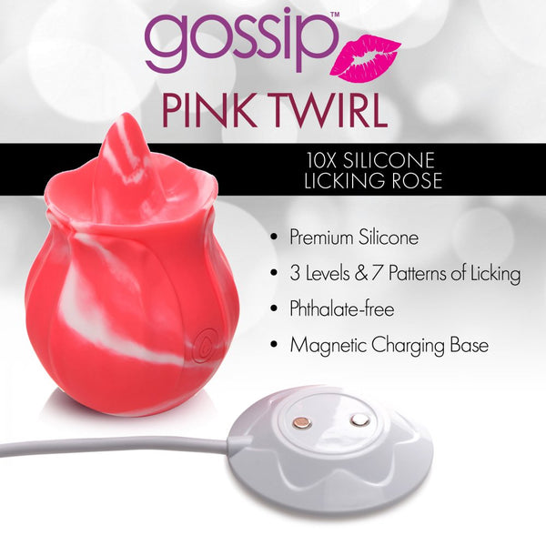 Curve Novelties Gossip 10X Cum Into Bloom Pink Twirl Licking Rose Rechargeable Clitoral Vibrator -     Extreme Toyz Singapore - https://extremetoyz.com.sg - Sex Toys and Lingerie Online Store